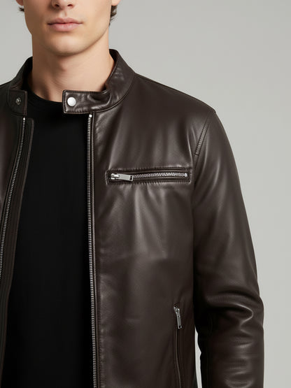 Celio* Men Brown Solid Regular Fit Polyester Jackets