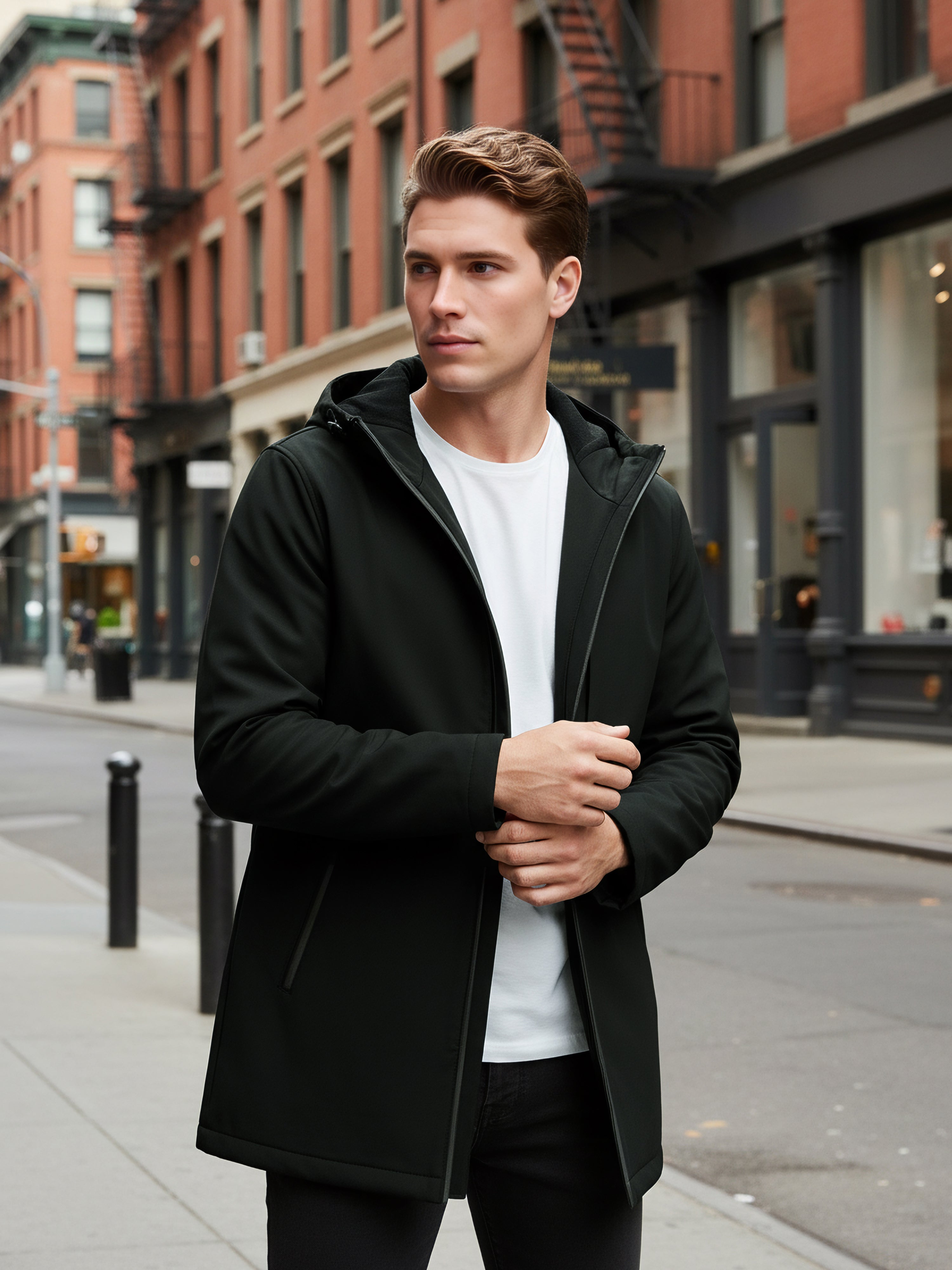 Celio Men Black Solid Regular Fit Polyester Jackets