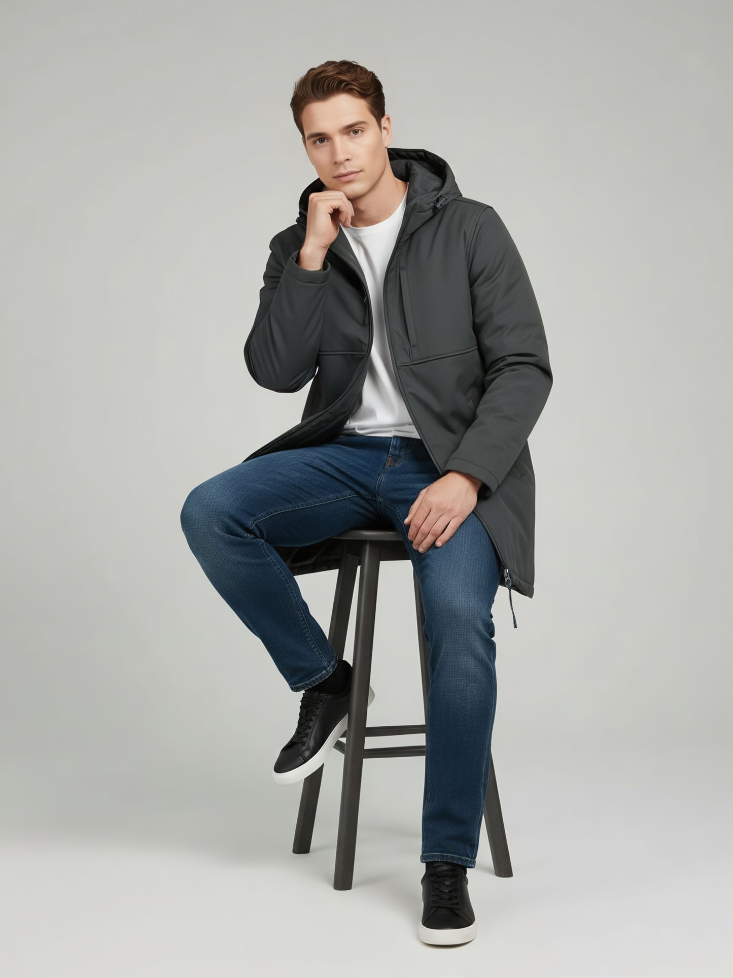 Celio Men Grey Solid Regular Fit Polyester Jackets