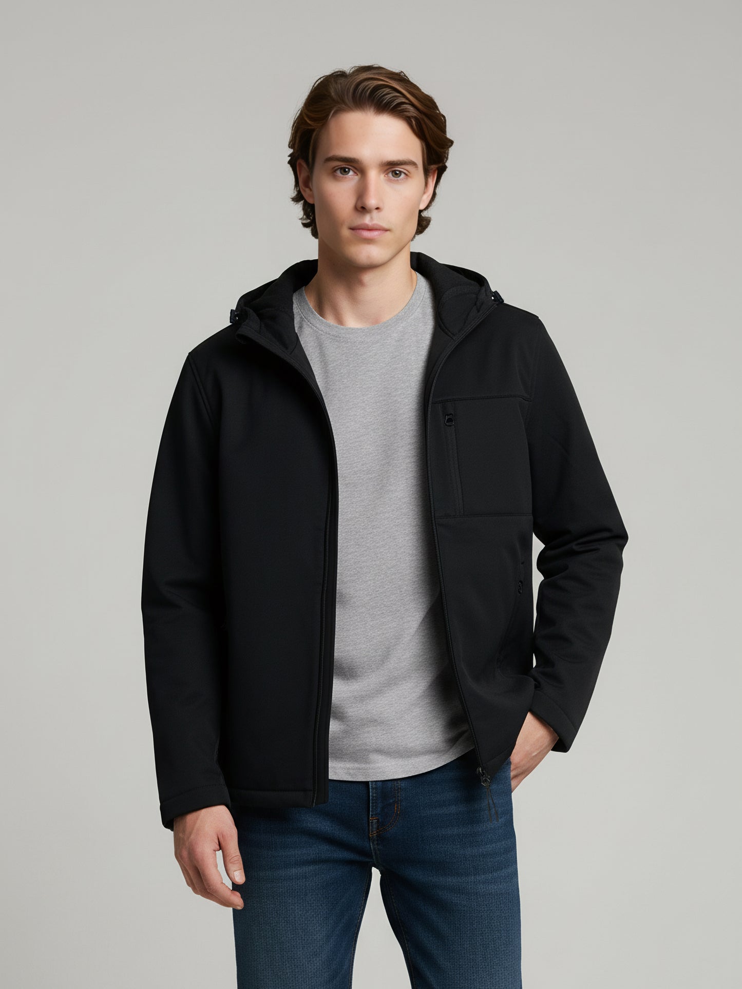 Celio Men Black Solid Regular Fit Polyester Jackets