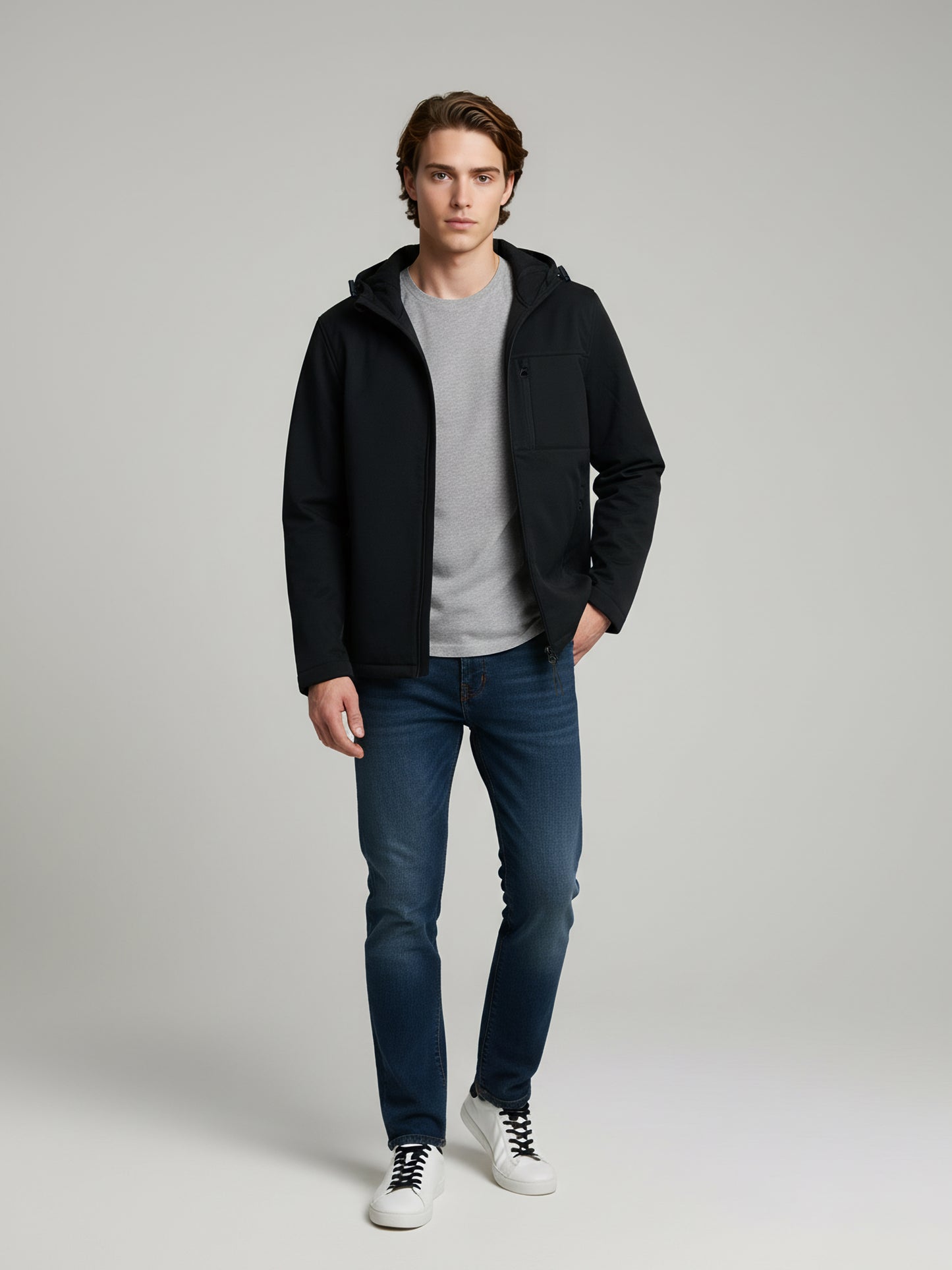 Celio Men Black Solid Regular Fit Polyester Jackets