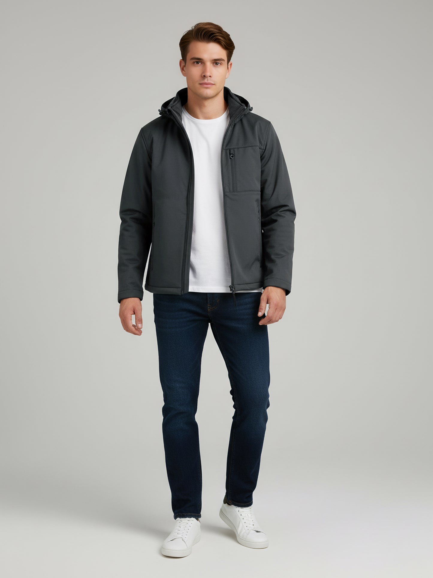 Celio Men Grey Solid Regular Fit Polyester Jackets