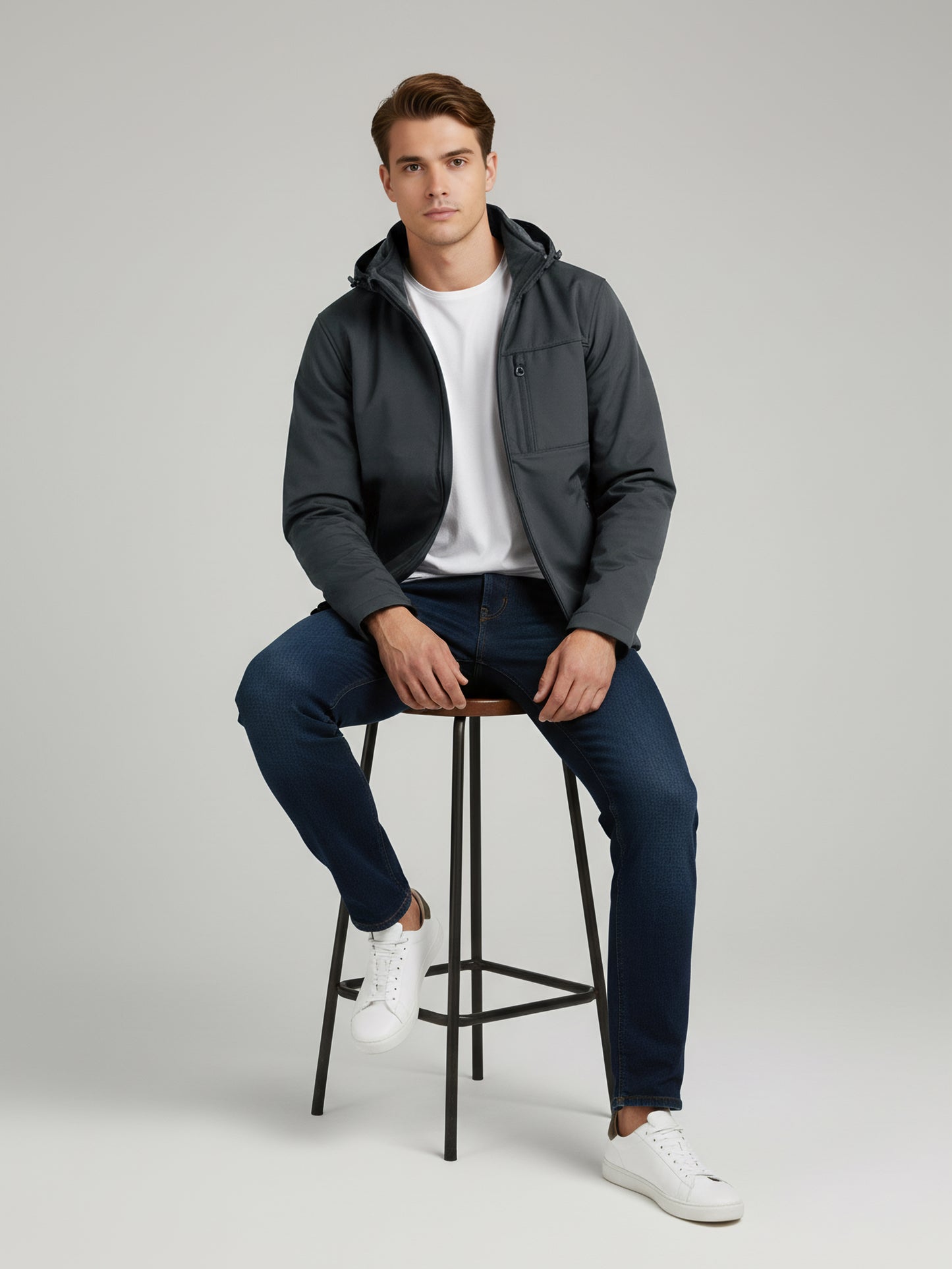 Celio Men Grey Solid Regular Fit Polyester Jackets