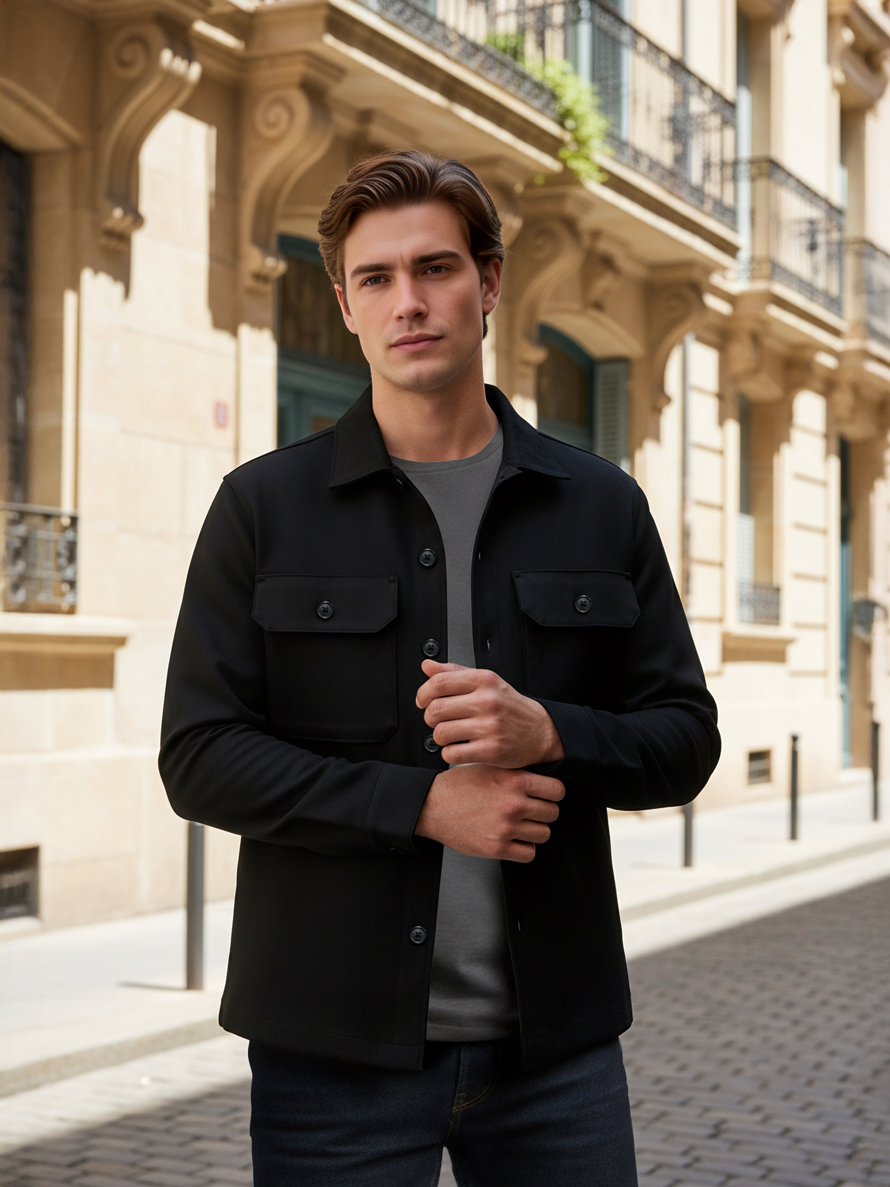 Celio* Men Black Solid Regular Fit Polyester Jackets