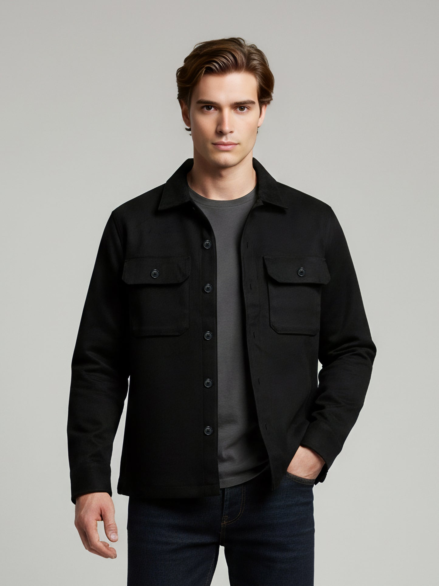 Celio* Men Black Solid Regular Fit Polyester Jackets