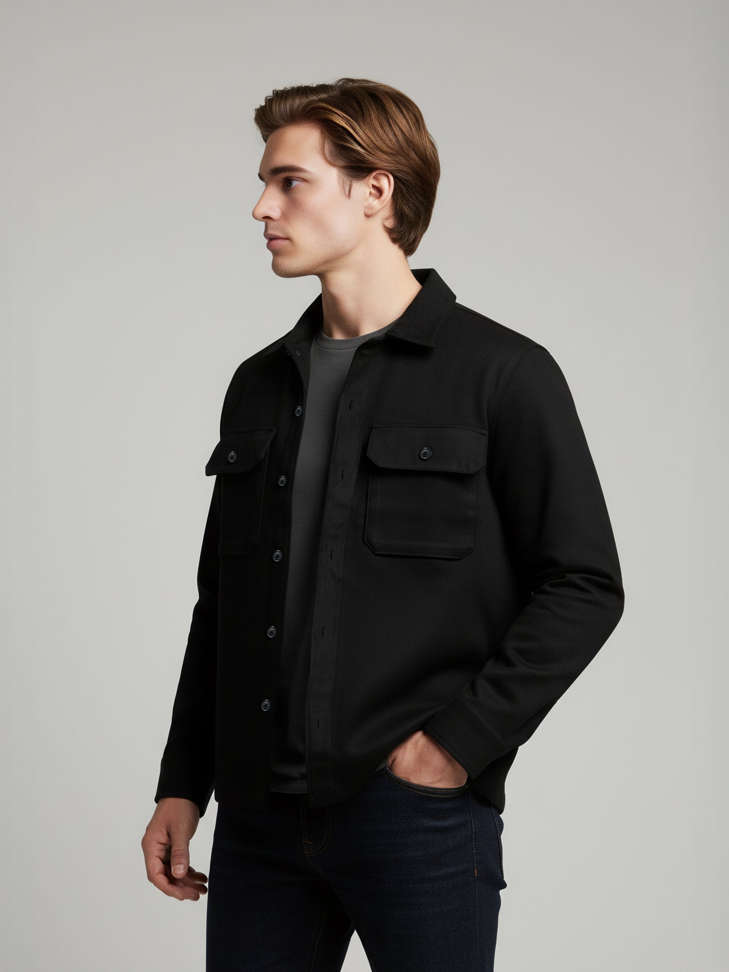 Celio* Men Black Solid Regular Fit Polyester Jackets