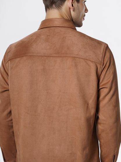 Celio* Men Brown Solid Regular Fit Polyester Jacket