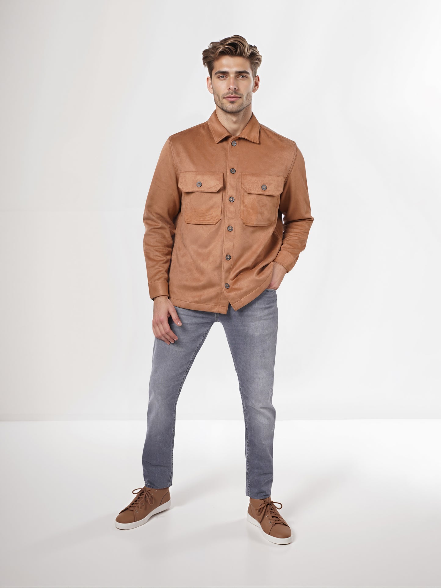 Celio* Men Brown Solid Regular Fit Polyester Jacket