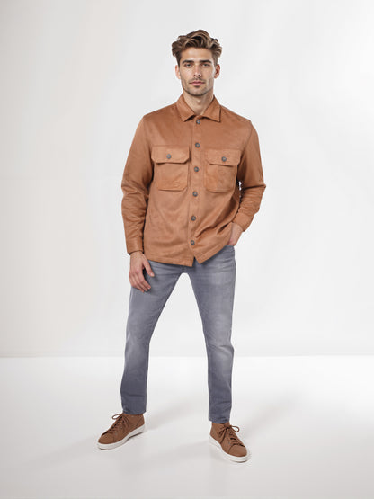 Celio* Men Brown Solid Regular Fit Polyester Jacket