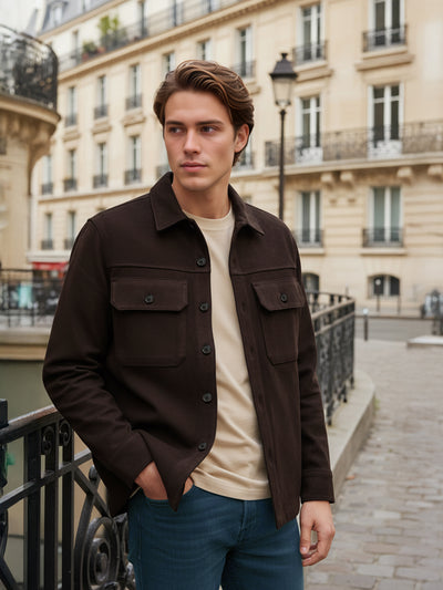 Celio* Men Brown Solid Regular Fit Polyester Jackets