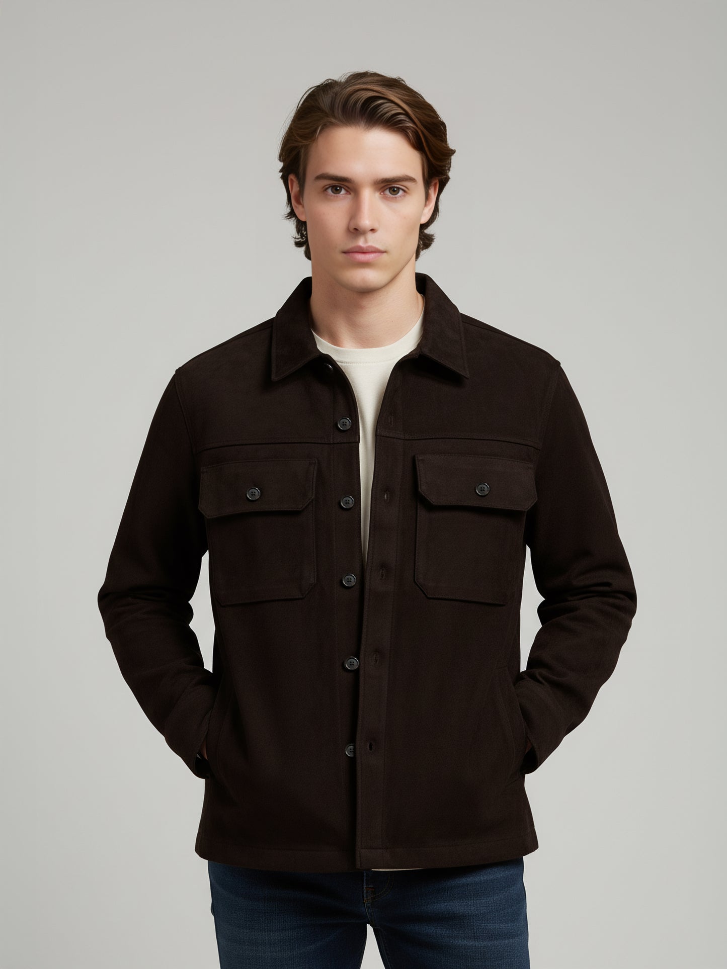 Celio* Men Brown Solid Regular Fit Polyester Jackets