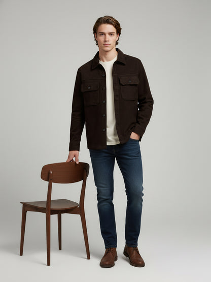 Celio* Men Brown Solid Regular Fit Polyester Jackets