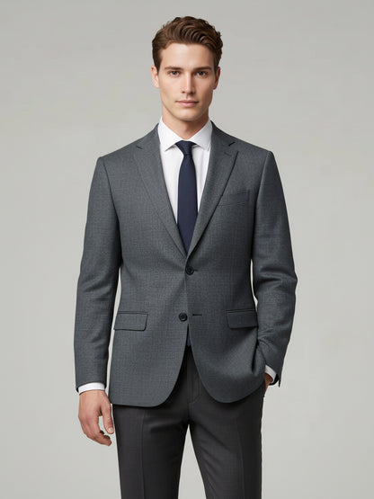 Celio Men Grey Solid Slim Fit Wool Blazer