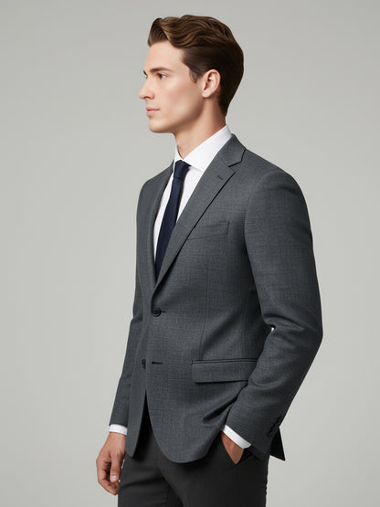 Celio Men Grey Solid Slim Fit Wool Blazer