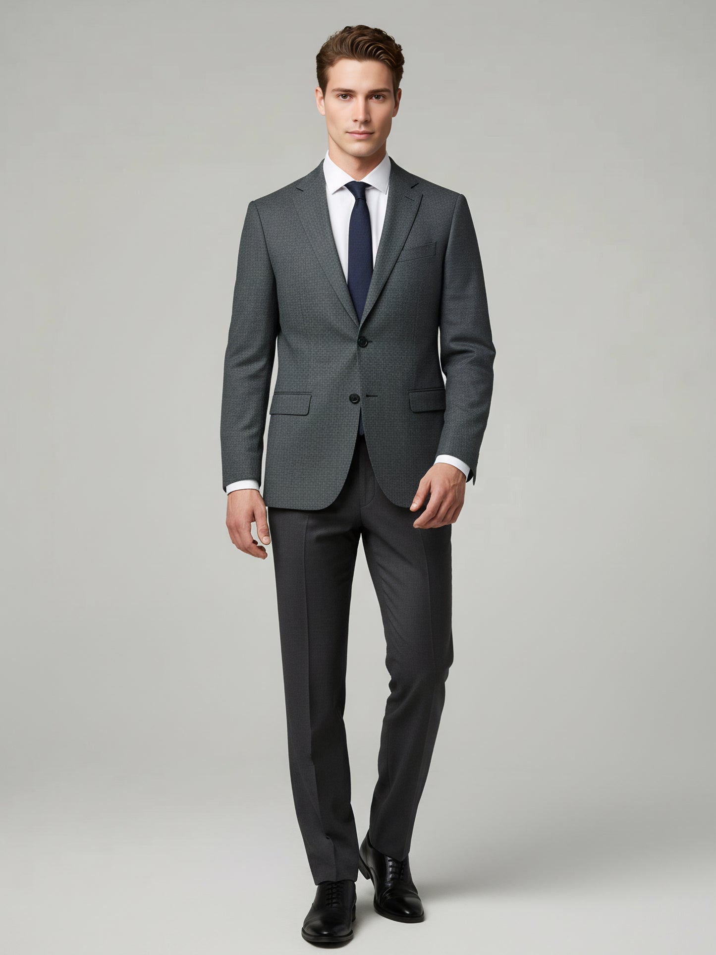 Celio Men Grey Solid Slim Fit Wool Blazer