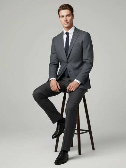 Celio Men Grey Solid Slim Fit Wool Blazer