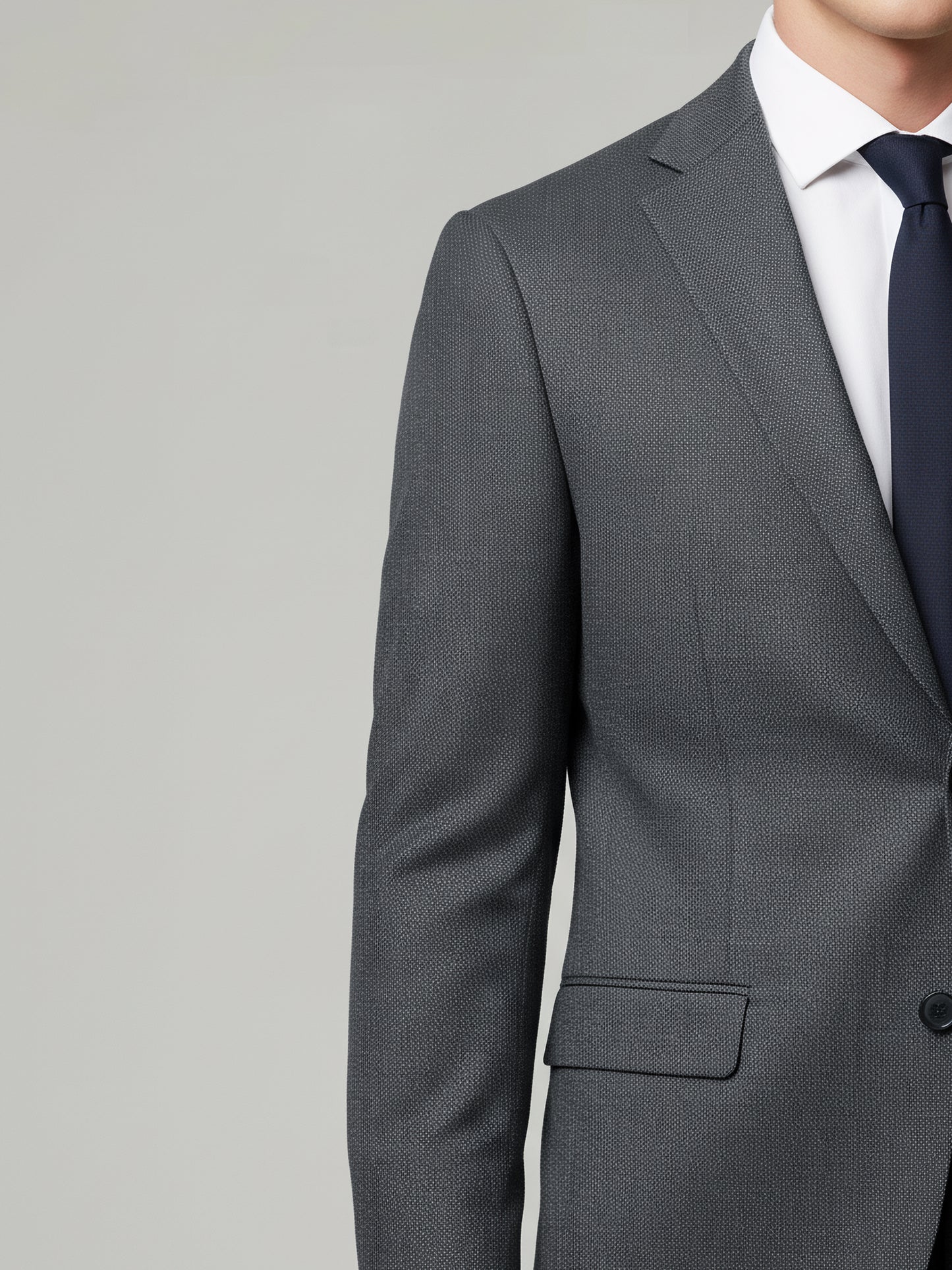 Celio Men Grey Solid Slim Fit Wool Blazer