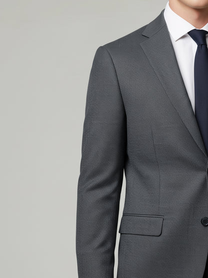 Celio Men Grey Solid Slim Fit Wool Blazer