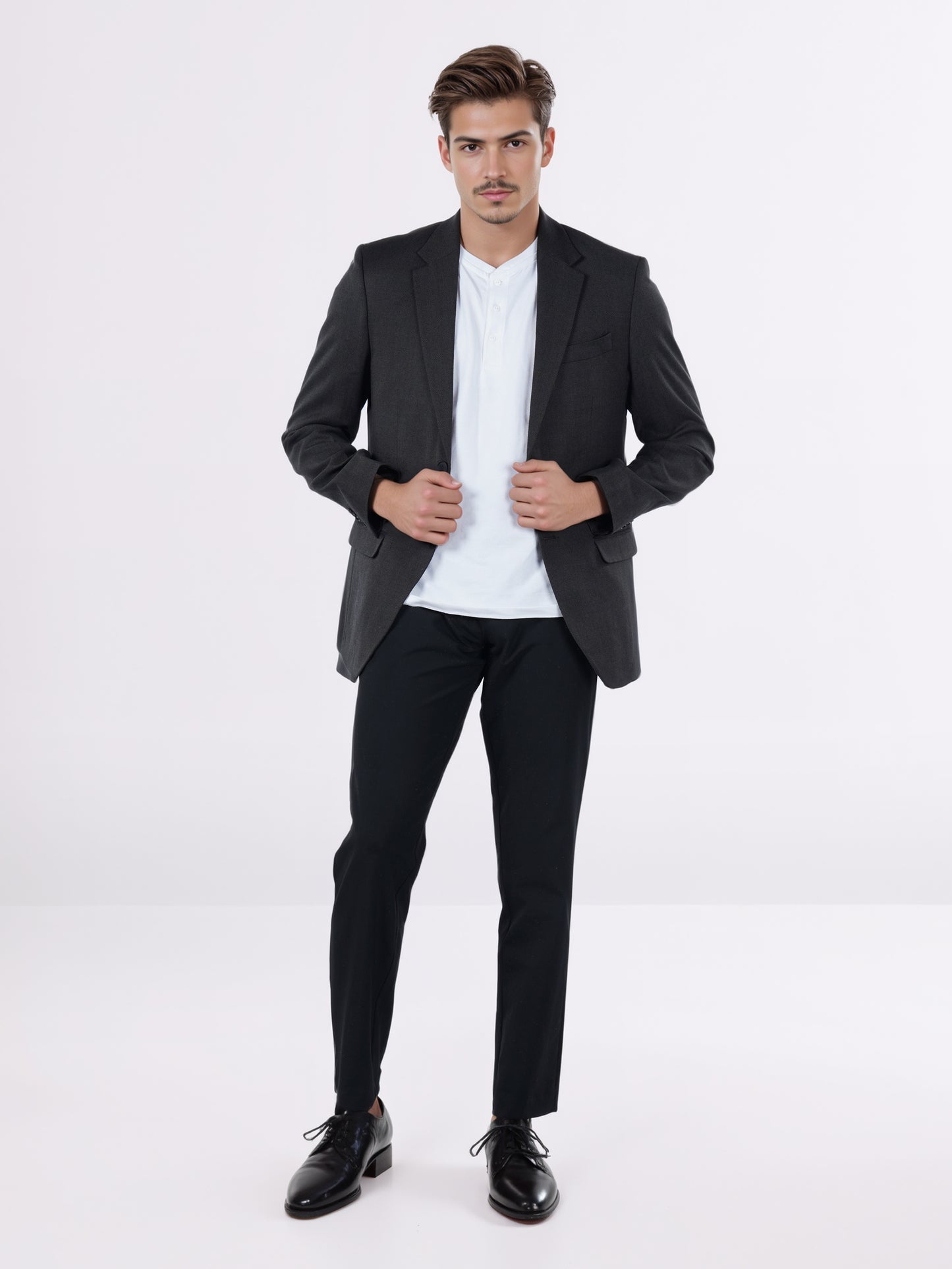 Celio* Men Black Solid Slim Fit Wool Blazer