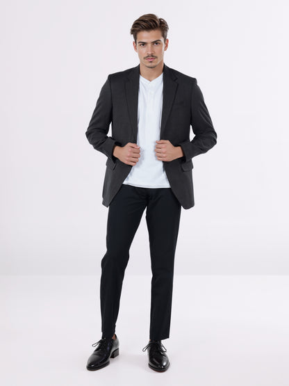 Celio* Men Black Solid Slim Fit Wool Blazer