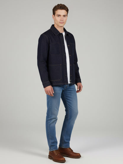 Celio* Men Blue Solid Regular Fit Cotton Jackets