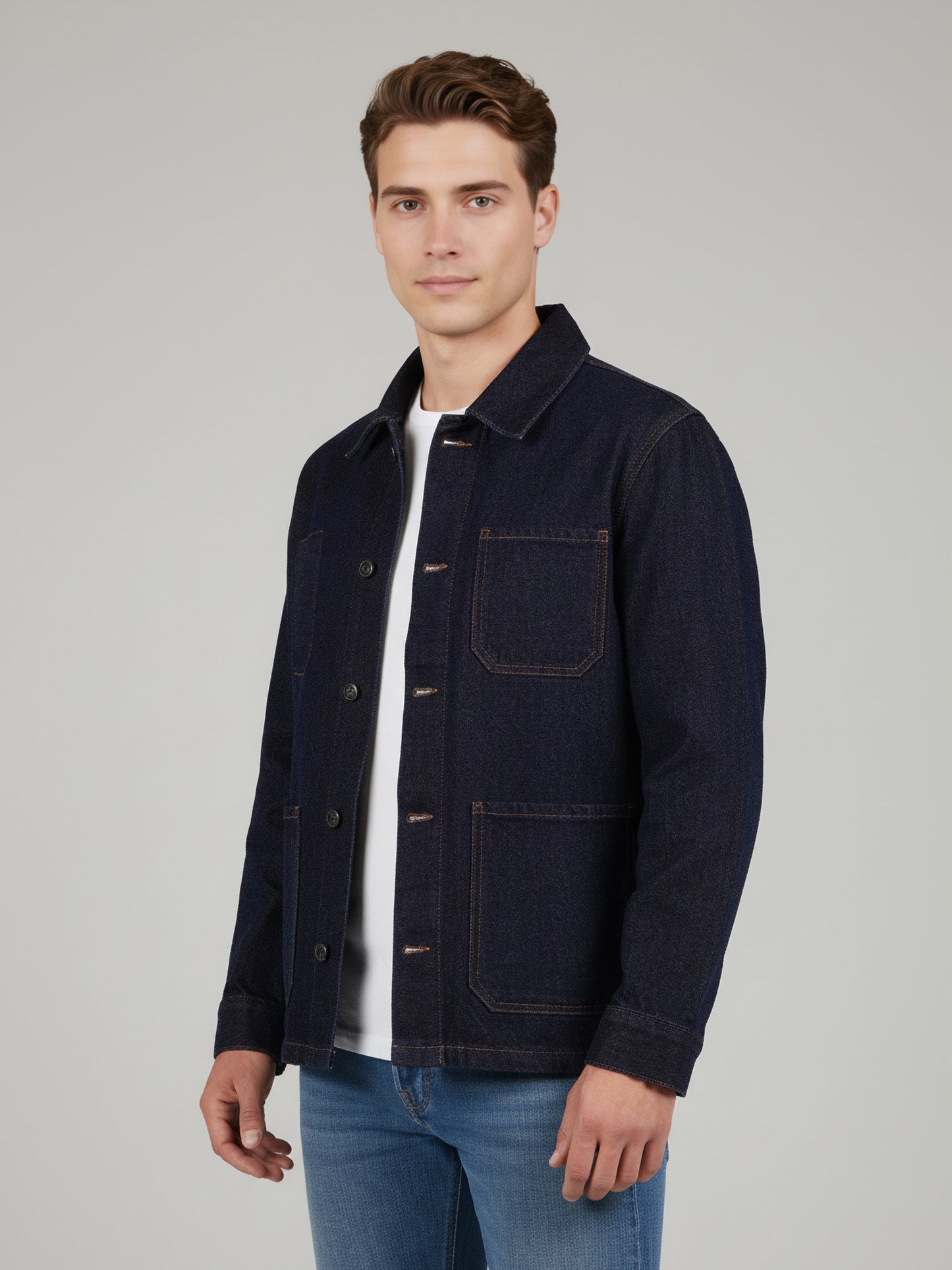 Celio* Men Blue Solid Regular Fit Cotton Jackets