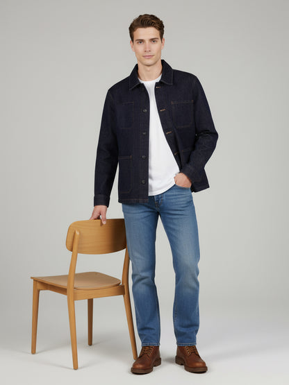 Celio* Men Blue Solid Regular Fit Cotton Jackets