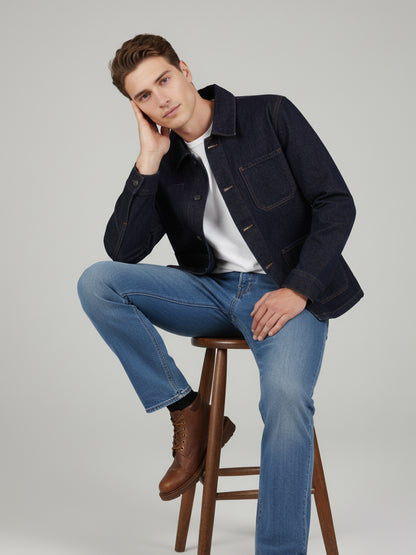 Celio* Men Blue Solid Regular Fit Cotton Jackets