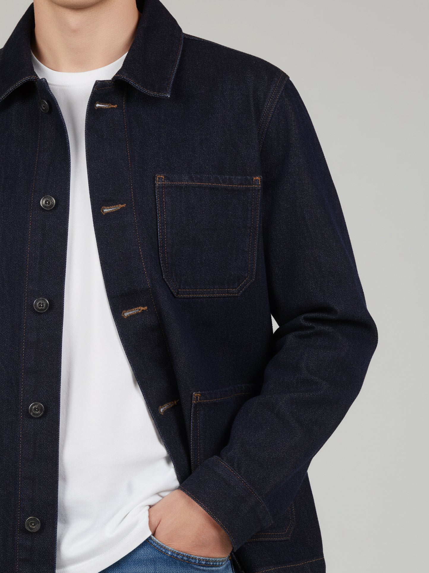 Celio* Men Blue Solid Regular Fit Cotton Jackets