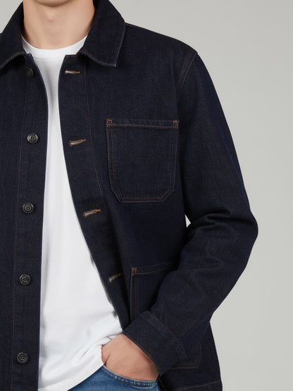 Celio* Men Blue Solid Regular Fit Cotton Jackets