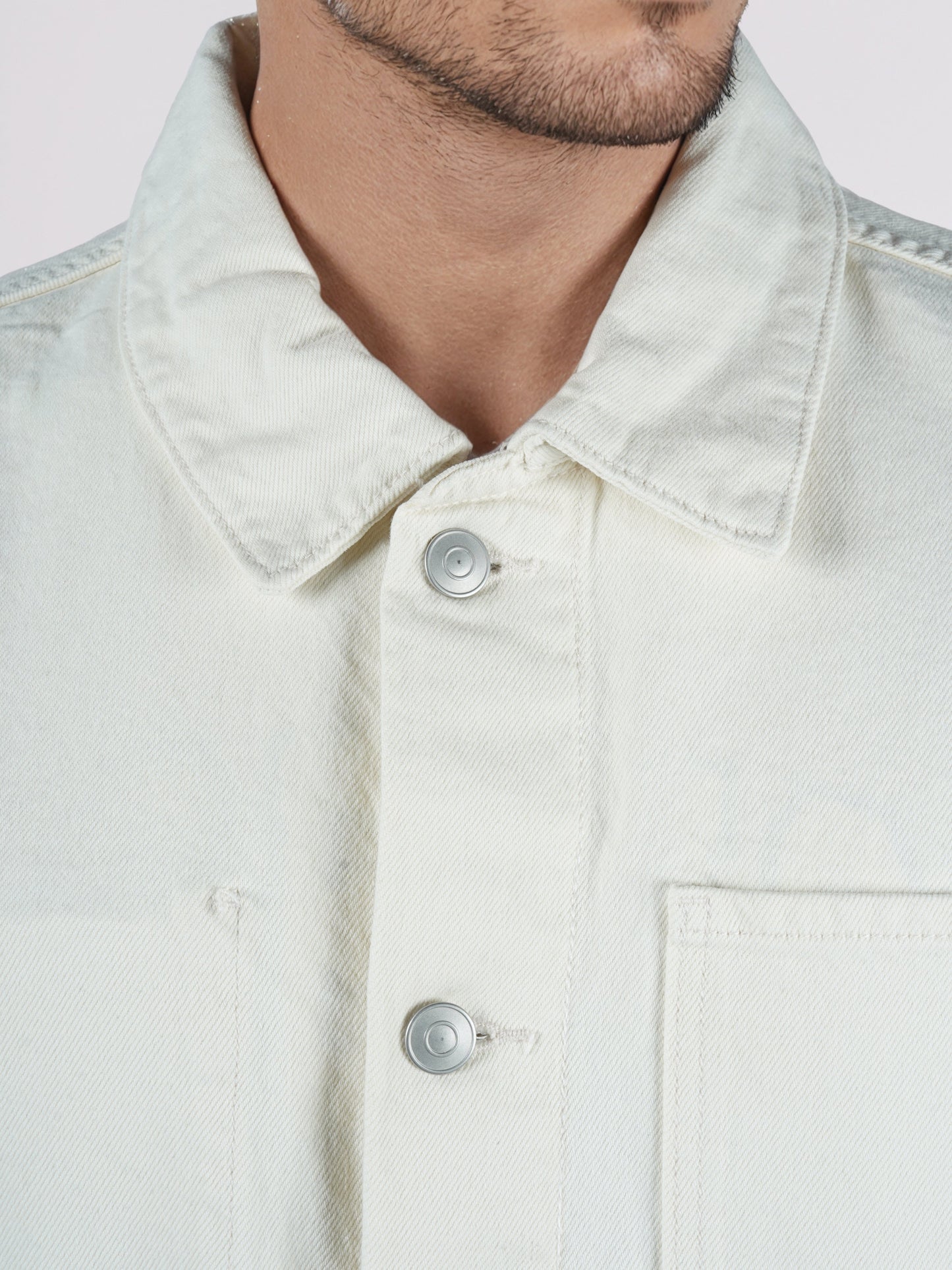 Celio* Men Cream Solid Regular Fit Cotton Jackets