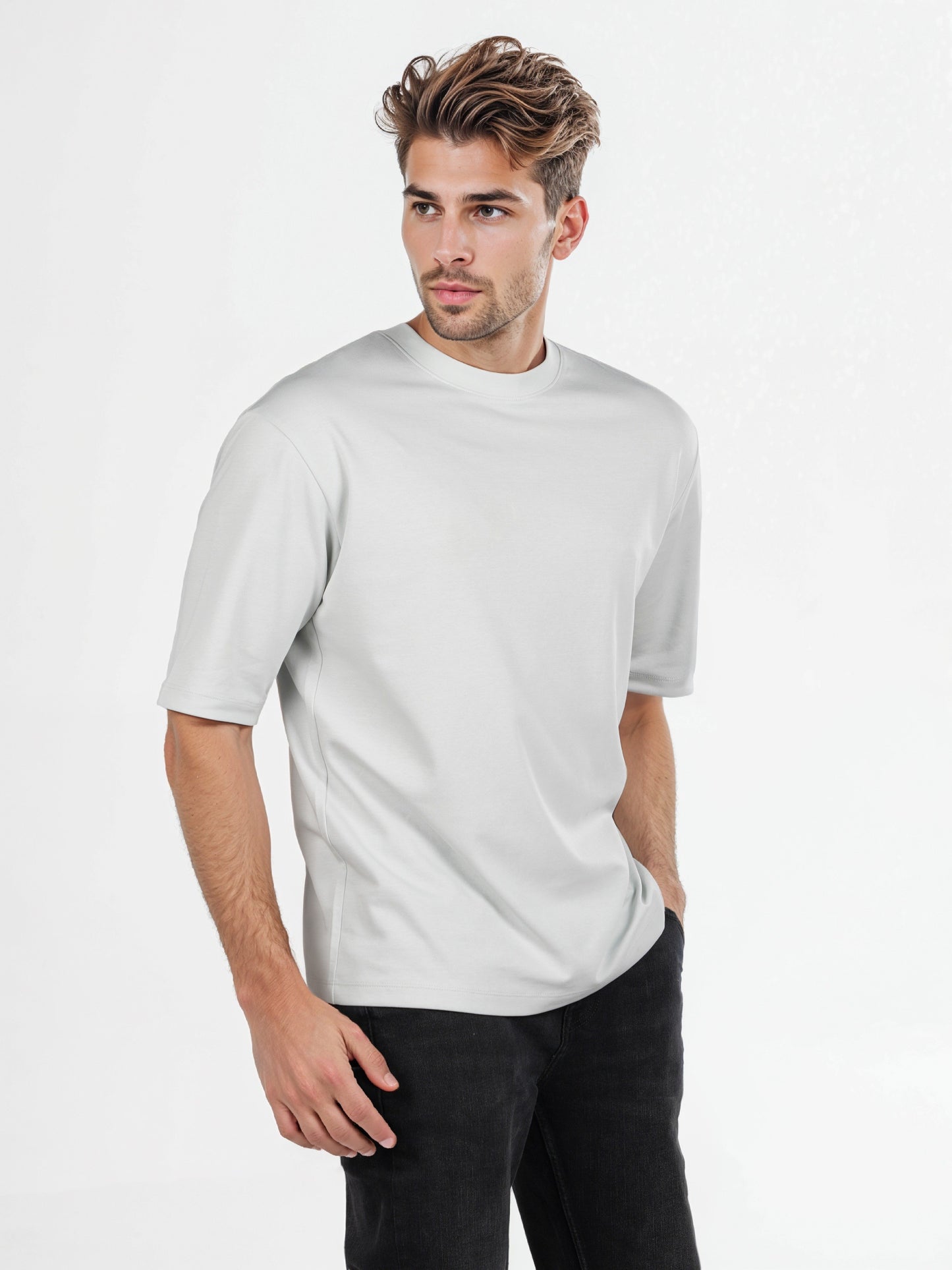 Celio* Solid Regular Fit Poly-Cotton Blue T-Shirt