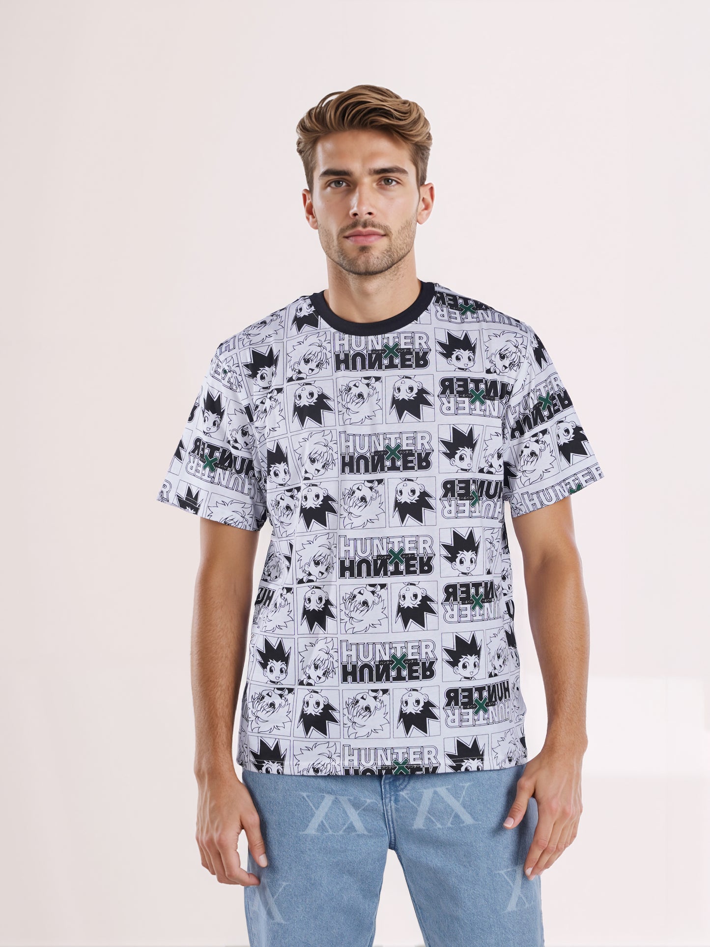 Celio* Hunter Men White Printed Boxy Fit Cotton T-shirt