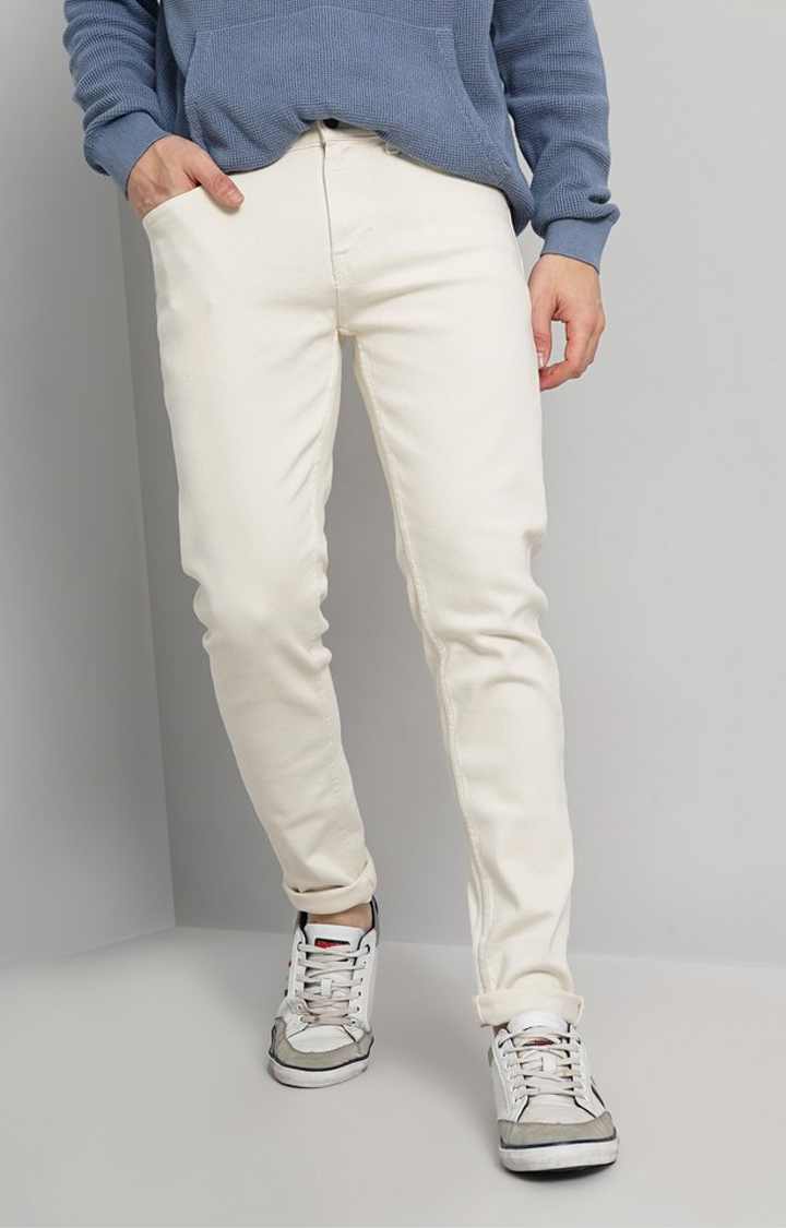 Cream Skinny Fit Jeans