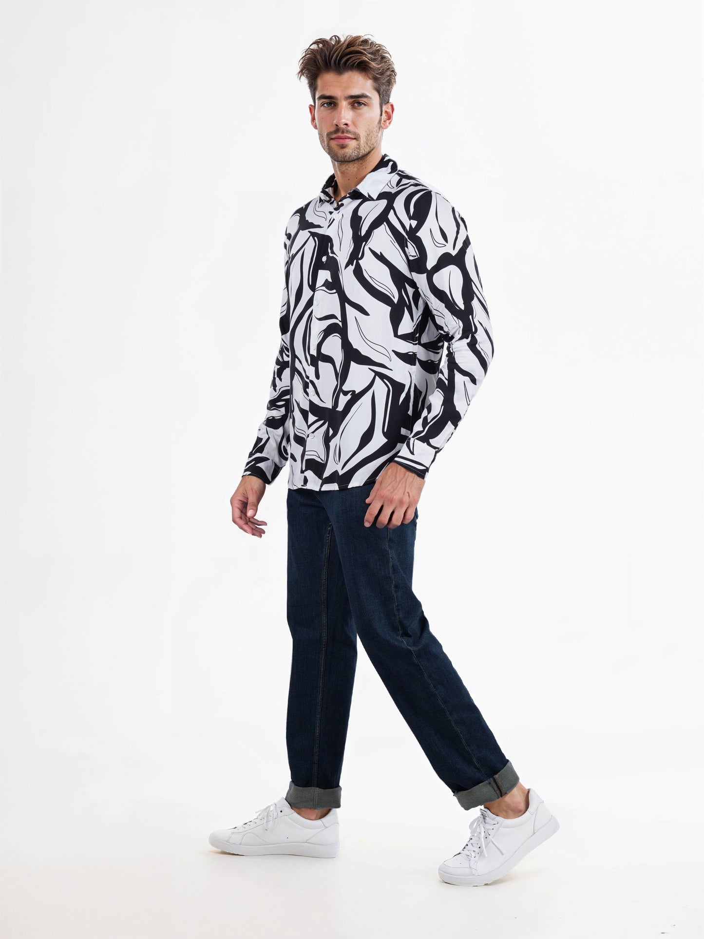 Celio* Printed Regular Fit Viscose White Shirts