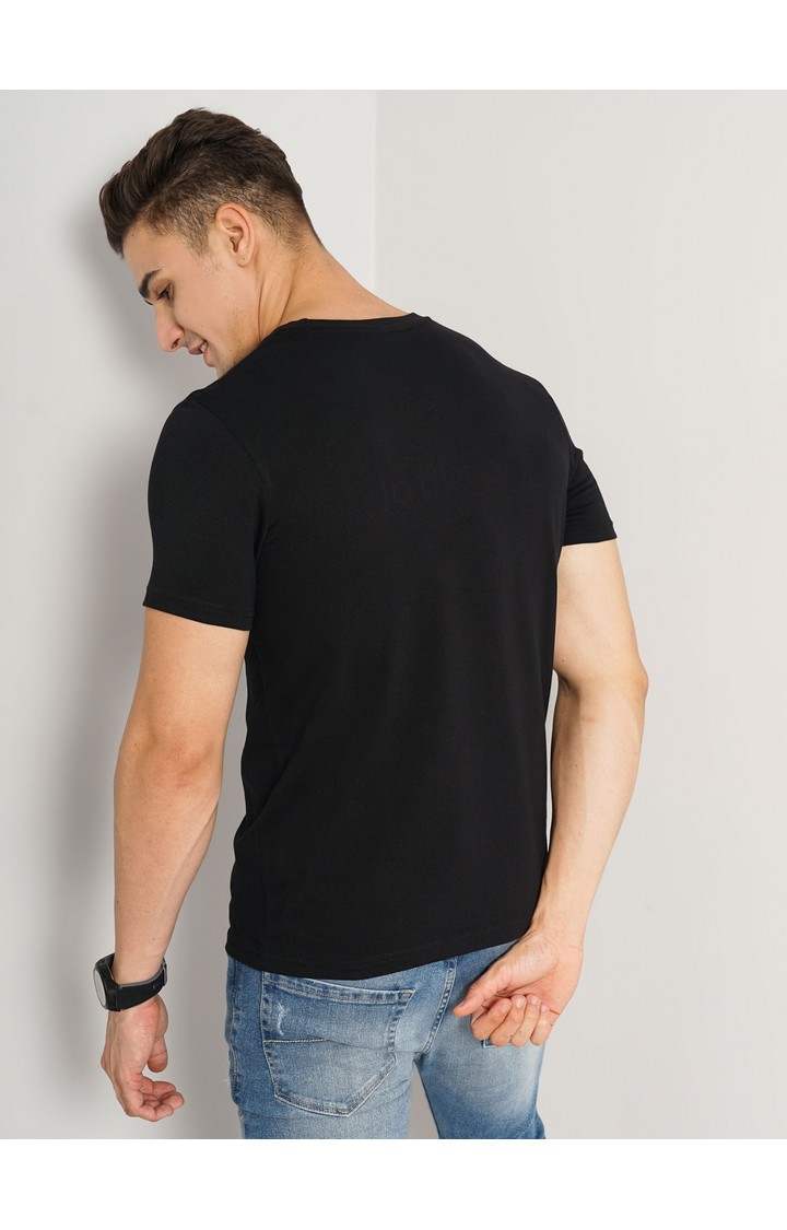 Celio* Solid Regular Fit Cotton Black T-Shirt