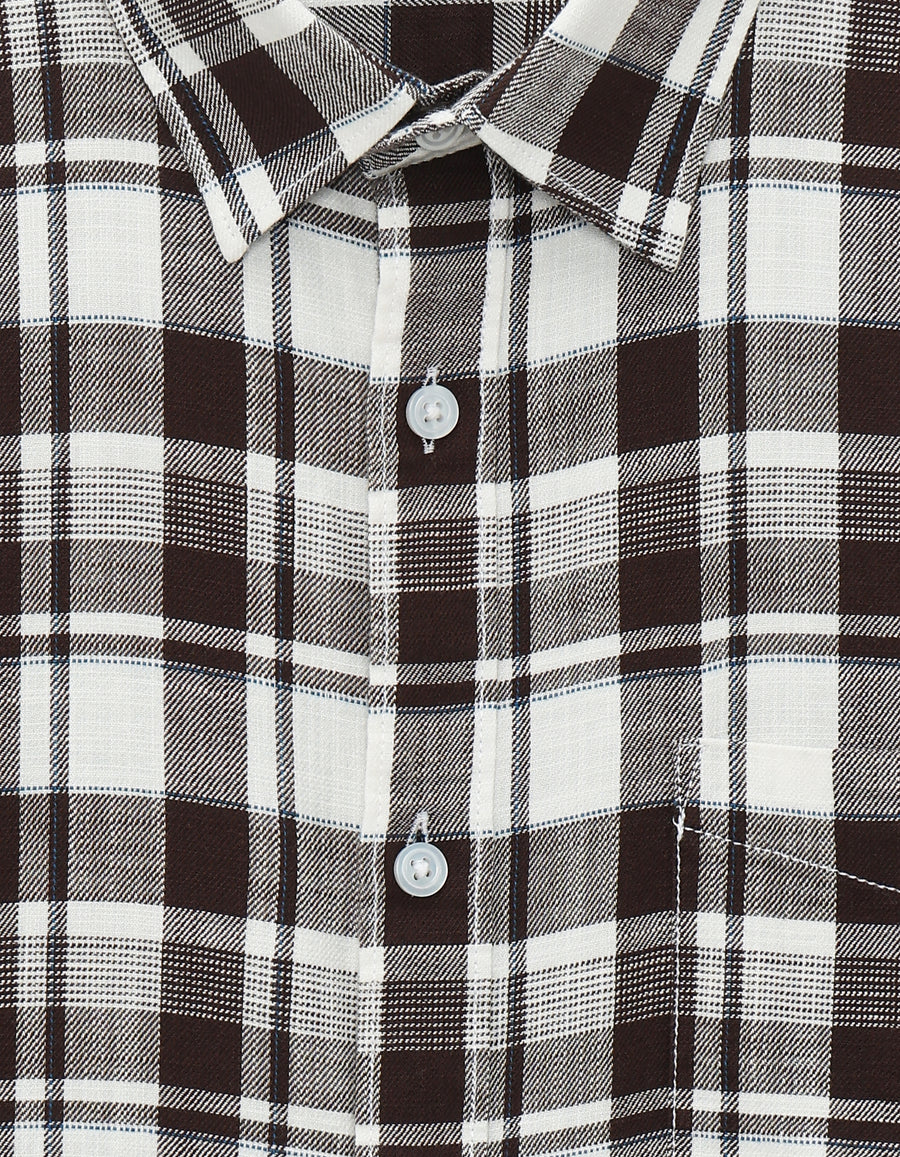 Celio Regular Fit Spread Collar 100% Cotton Shirt - Brown