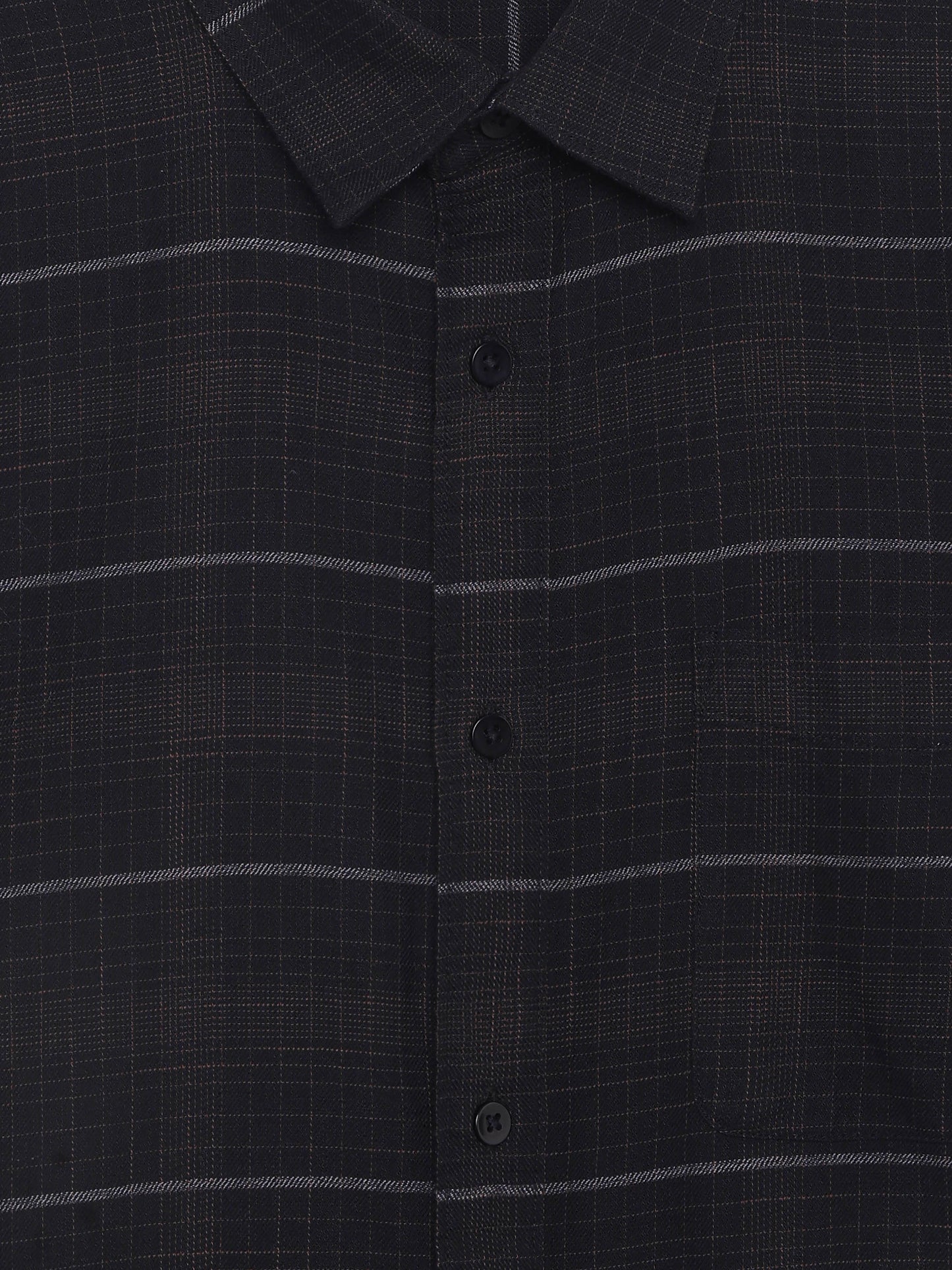 Celio Checks Regular Fit Cotton Black Shirts