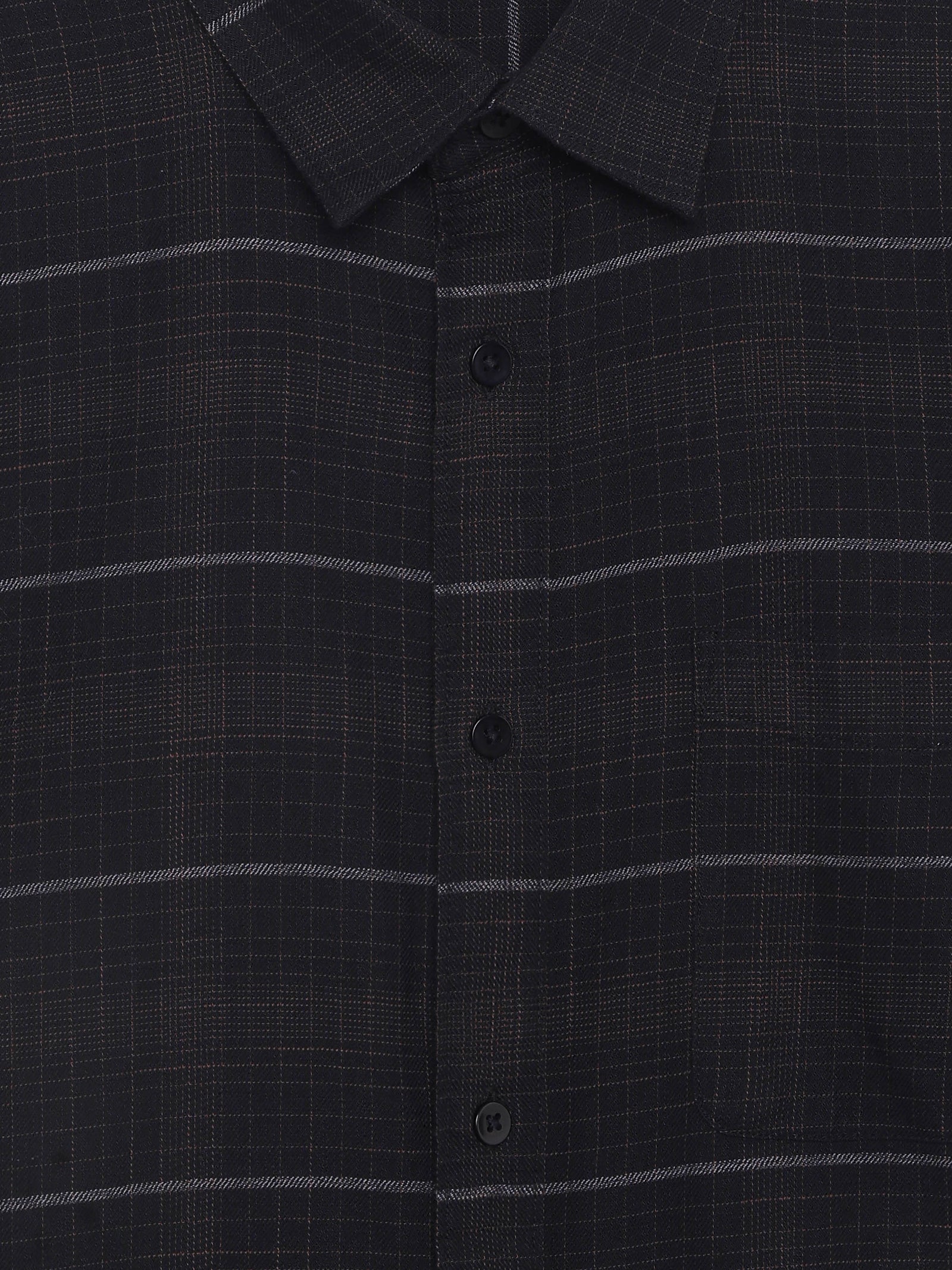 Celio Checks Regular Fit Cotton Black Shirts