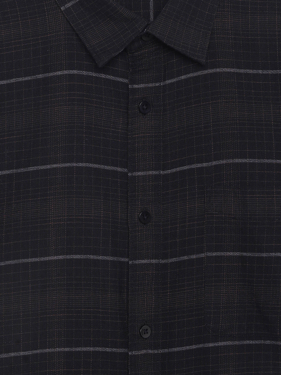 Celio Checks Regular Fit Cotton Black Shirts