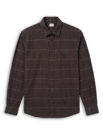 Celio Checks Regular Fit Cotton Brown Shirts