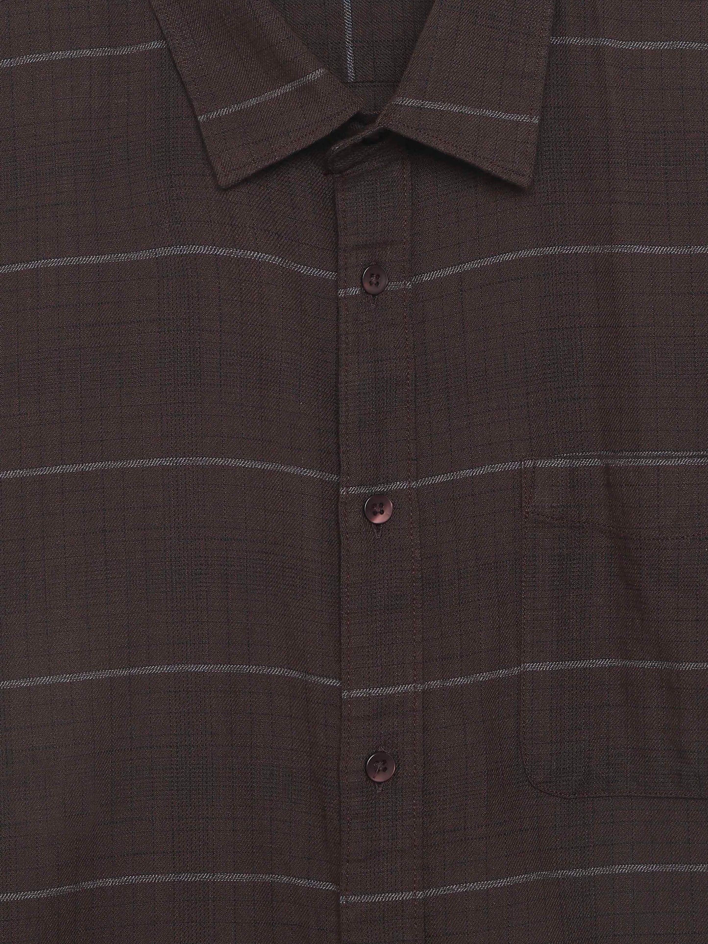 Celio Checks Regular Fit Cotton Brown Shirts