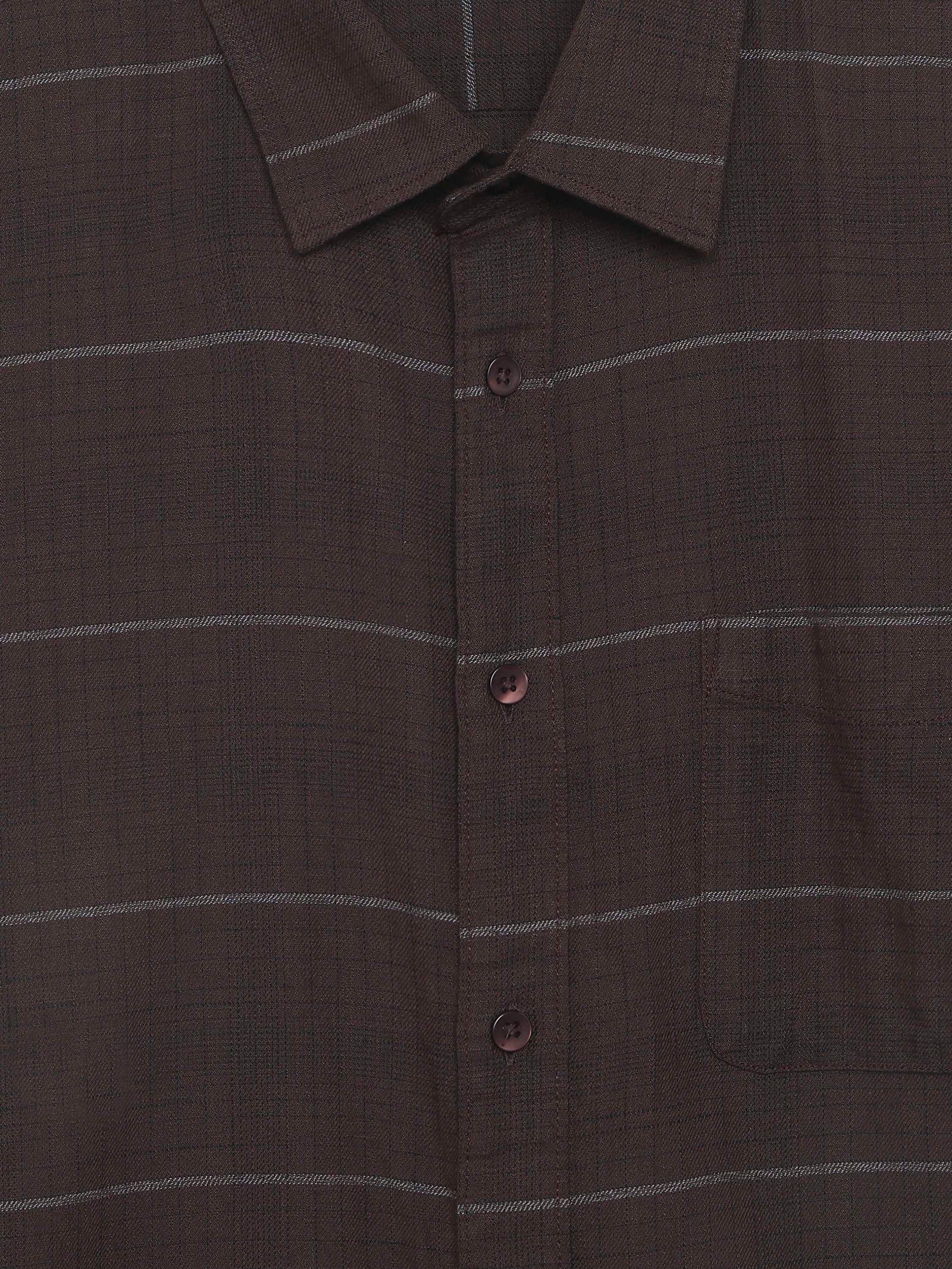Celio Checks Regular Fit Cotton Brown Shirts