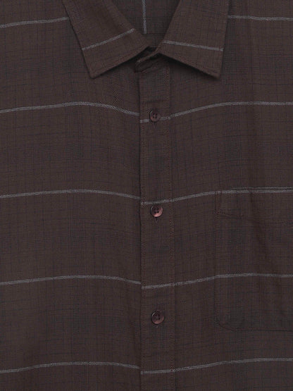 Celio Checks Regular Fit Cotton Brown Shirts