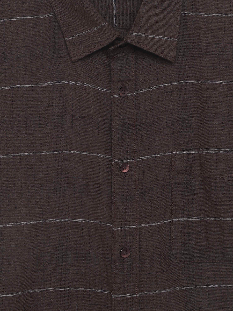 Celio Checks Regular Fit Cotton Brown Shirts
