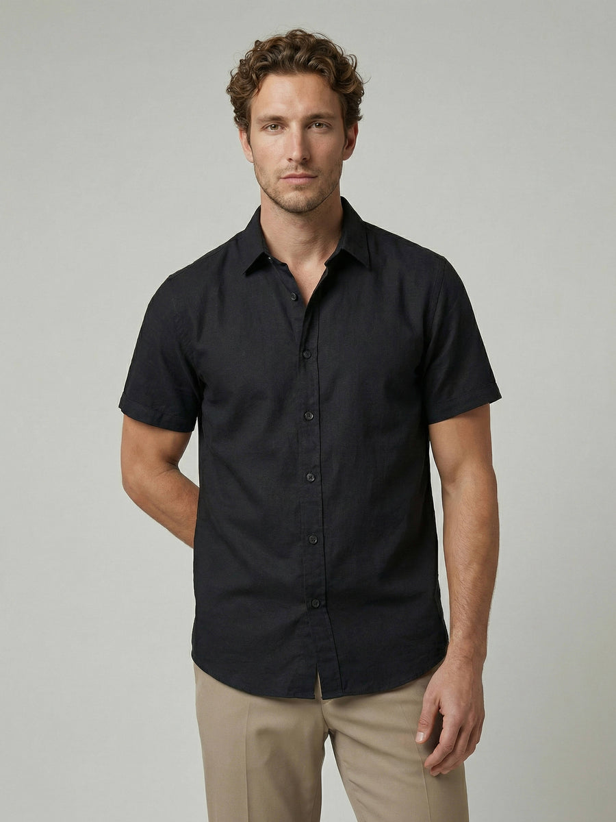 Celio Men Black Solid Regular Fit Cotton Shirts