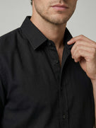 Celio Men Black Solid Regular Fit Cotton Shirts