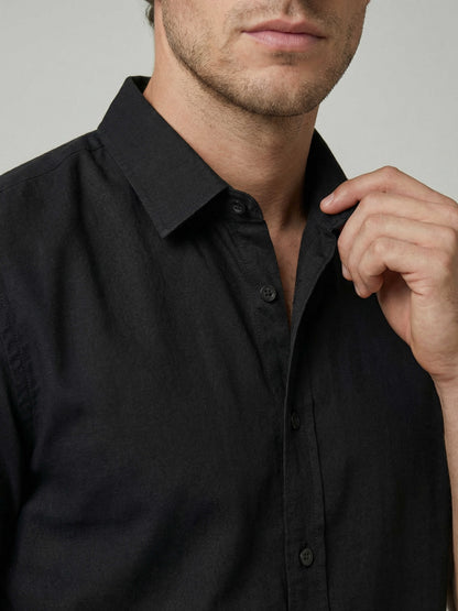 Celio Men Black Solid Regular Fit Cotton Shirts