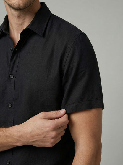 Celio Men Black Solid Regular Fit Cotton Shirts