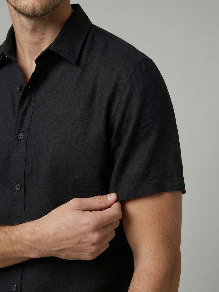 Celio Men Black Solid Regular Fit Cotton Shirts